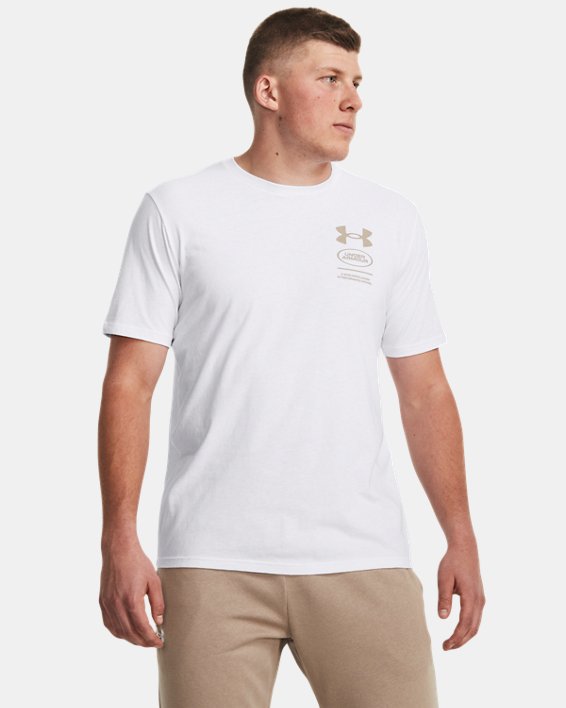 Men's UA Unstoppable Graphic Short Sleeve in White image number 0